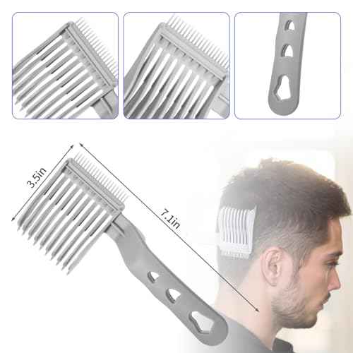 Fade Comb for Men Haircut Kit, Fade Hair Trimming Comb with Haircut Band, Barber Friend Guide for Men and Neckline Template, Guide Hair Cutting Guide(Grey)