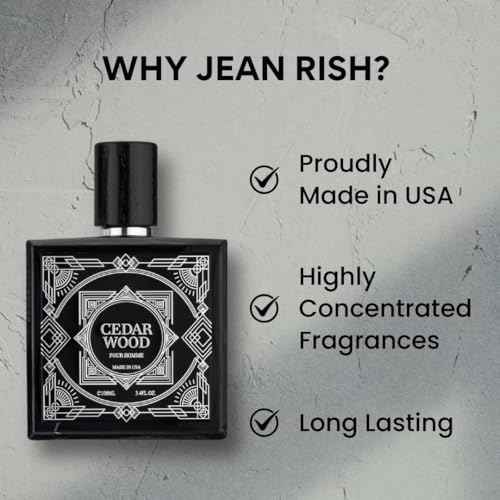 Jean Rish Cedar Wood Eau De Toilette - Perfume for Men (3.4 Fl Oz / 100ml) with Limoncello, Patchouli & Tobacco Notes - Long Lasting and Luxury Fragrance