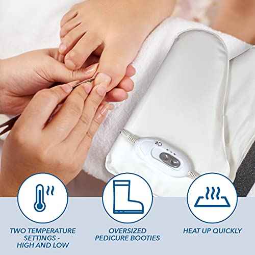 ForPro Professional Collection Premium Heated Booties, Electric Thermal Moisturizing Foot Warmers for Spa Treatments, Dual Temperature Settings, 1-Pair