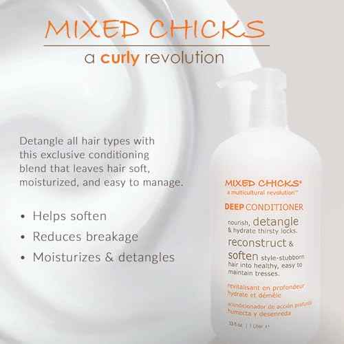 Mixed Chicks Detangling Deep Conditioner - Softens, Moisturizes & Detangles Straight or Curly Hair, 33 fl.oz