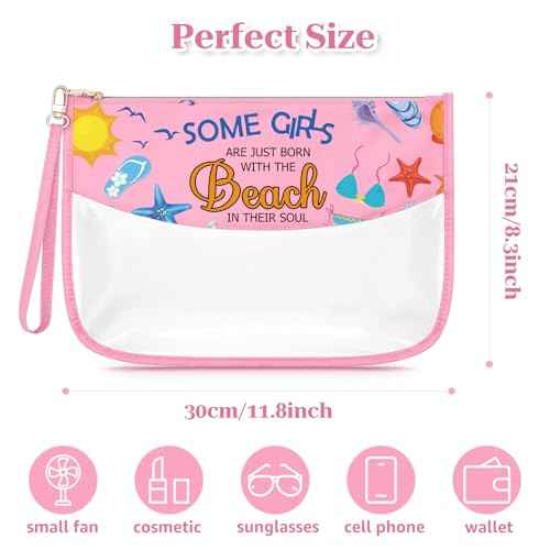 Sfodiary Beach Themed Makeup Bag for Women Summer Vacation Gift for Beach Lover Friendship Graduation Christmas Gift for Sister Friends Teens Zipper Travel Pouch Cosmetic Bag