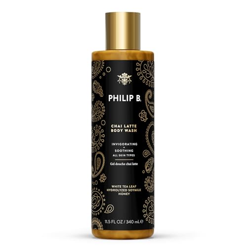 PHILIP B Chai Latte Body Wash 11.5 Fl Oz (340mL) - Invigorating + Soothing, Formulated with White Tea Leaf, Hydrolyzed Soymilk & Honey, for All Skin Types