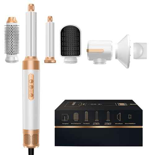 Blow Dryer Brush 7 in One, Negative Ion Hair Set Upgrade Hot Air Styler Wrap Curler, Curling Iron Styling Tools As A Gift for Straight/Curl/Drying/Smoothing