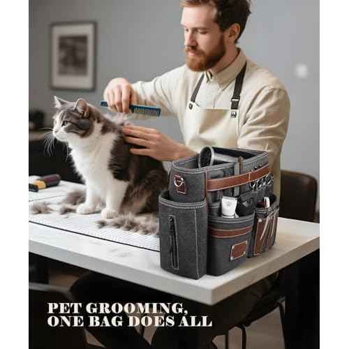 ARCFOX Barber Bag 10.2L, Heat-Insulating Hairstylist Travel Bag with Adjustable Waist Belt & Shoulder Strap, 16oz Canvas and EVA Clipper Shear Case for Razor & Pet Grooming - No Clutter & Easy Access
