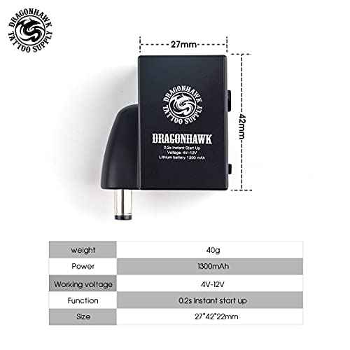 Dragonhawk Cordless Tattoo Battery Power Supply Lightweight Small Lcd Display Screen for Tattoo Pen Machine (DC)