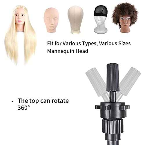 25 Inch Wig Stand Tripod, Adjustable Mannequin Head Stand, Wig Head Stand for Training Heads And Canvas Block Head (Mannequin Head Not Included)
