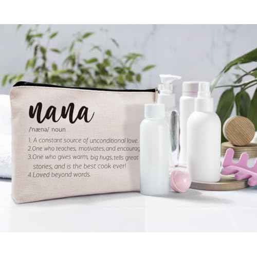 Nana Gifts Cosmetic Bag, Mothers Day Birthday Gifts for Mimi Gigi Grandma Gifts from Grandkids Makeup Bag for Purse, Thanksgiving Christmas Gifts for Nana Definition Travel Toiletry Bag