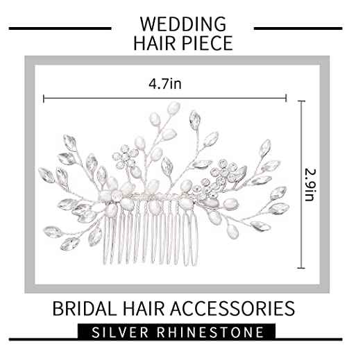 Wedding Hair Comb Pearl Bride Headpieces Rhinestone Bridal Hair Jewelry Side Hair Accessories for Women and Girls