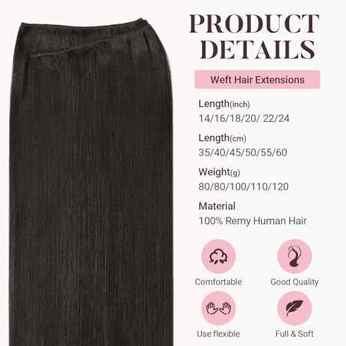 MAXITA Sew in Hair Extensions Real Human Hair, Weft Hair Extensions Human Hair, #2 Dark Brown 16 inch 80g Double Weft Remy Silky Sew in Weft Hair Extension Human Hair