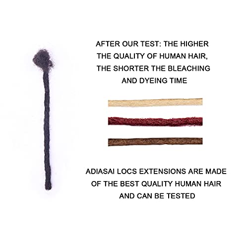 100% Real Human Hair Dreadlock Extensions, ADIASAI 0.8cm Thickness 10 Inch 60 Strands Can Be Dyed and Bleached Full Hand-made Loc Extensions for Men Women Kids 100% Unprocessed Natural Black