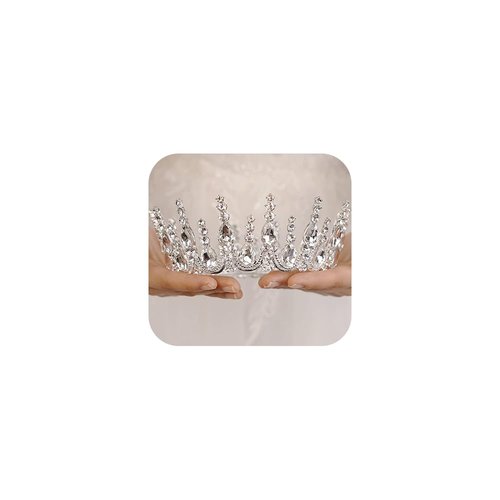 Wekicici Silver Round Crystal Tiaras Queen Crowns for Women Girls Princess Tiara with Rhinestone Wedding Crown for Prom Bridal Festival Party Christmas Gifts (Silver)