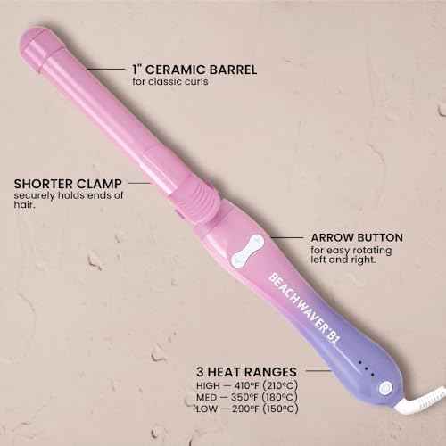 Beachwaver B1 Rotating Curling Iron - Automatic 1 Inch Ceramic - Easy-to-Use Spinning Wand for Long-Lasting Waves - Auto-Shut Off and Dual Voltage (BW160)