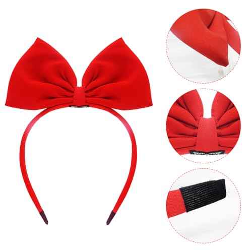 enop Red & Black Bow Headband for Women Girls,Halloween Bow Headband Cute Red Hair Bows Headands Fancy Bows Headdress for Valentine Christmas Party Costumes Headpieces