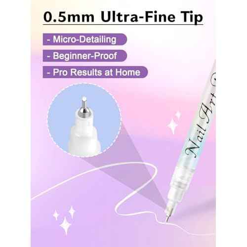 1 PCS White Nail Art Polish Pens, Kalolary 0.5mm Nail Art Markers Nail Point Graffiti Dotting Pen Drawing Painting Liner Brush for DIY Nail Art Beauty Adorn Manicure Tools