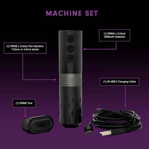 X Critical Wireless Cartridge Tattoo Machine Kit Single Set Wireless Tattoo Machine Pen Tattoo Gun Machine with Wireless Tattoo 2000mAh Power Supply for Tattoo Artists 4.2mm