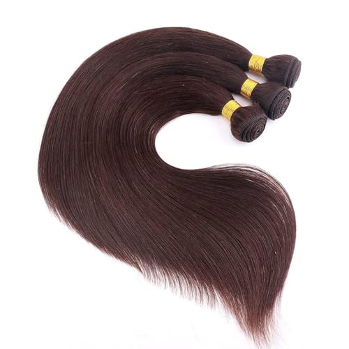 Straight Human Hair Bundles Color #4 Chocolate Brown Unprocessed Native Virgin Raw Trippy Hair Extensions 3 Bundles 22 24 26 Inch Quick Weave Double Weft for Black Woman