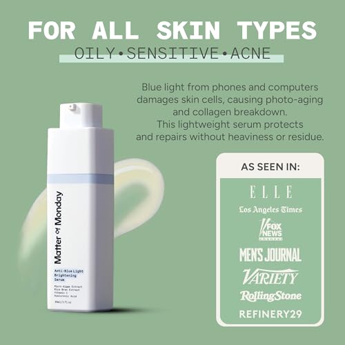 Anti-Blue Light Brightening Serum - Digital Screen Protection Face Serum with Antioxidants - Anti-Aging Skin Brightening for Dark Spots & Firmness