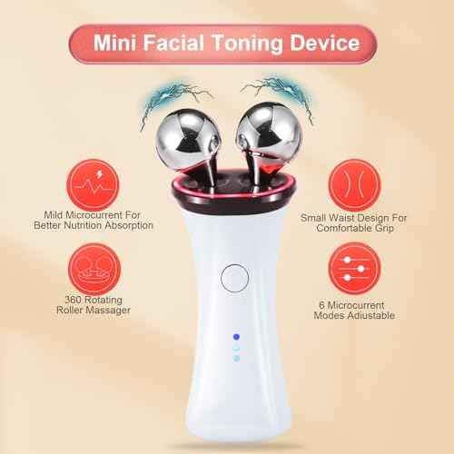 Microcurrent Facial Device - Electric Face Lifting & Toning for Face & Neck for Mother & Companion - Handheld Skin Care Device (White)