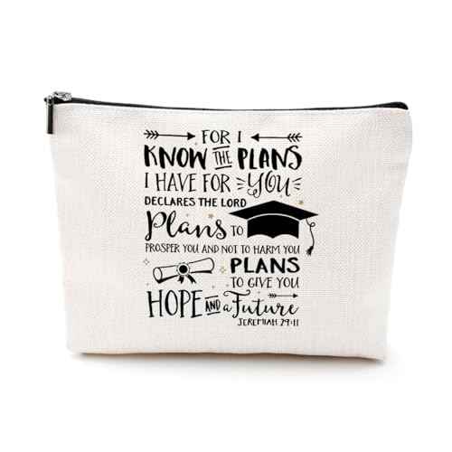 Inspirational Graduation Gifts Cosmetic Bag Makeup Bag Class of 2024 Christian Phd Graduation Gifts Bible Verse Congratulations Gift University College Masters Degree Graduation Gifts for Women Nurse