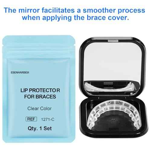 Comfort Cover for Braces, Lip Protector Mouth Guard Lip Cushion Teeth Shield Bumper for Brackets, Aligner, Dental Wax Alternative, Hard and Rigid Clip, in Portable Storage Case with Mirror