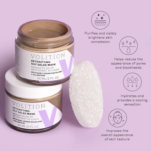 Volition Beauty Detoxifying Silt Gel?e Mask with Vegan Squalane + Allantoin 60ml/2oz - Detoxifies, Smoothes, Hydrates