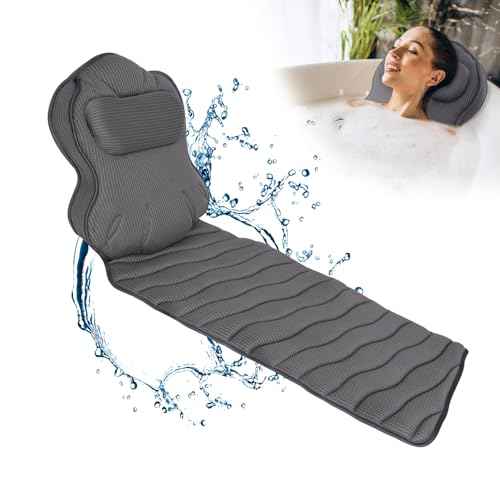 Extra Thick Full Body Bath Pillows for Bathtub- Luxury Bath Cushion for Head, Neck and Back Support, Soft Bath Pillow for Tub, Comfort Relaxation Spa Gifts Bathtub Accessories for Women
