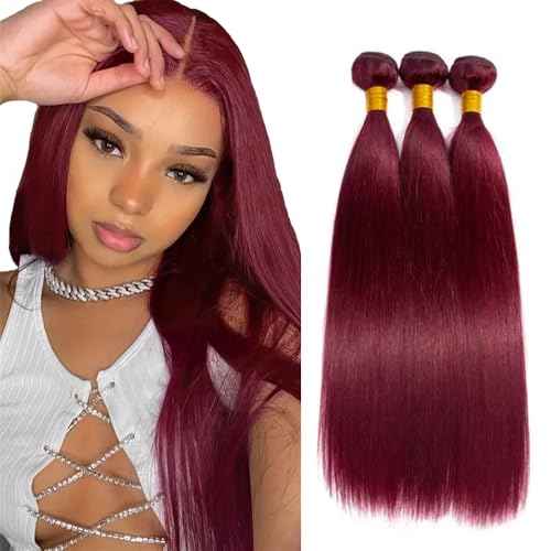 Burgundy Bundles Human Hair 99J Straight 3 Bundles 18 20 22 inch 8A Brazilian Virgin Hair Extensions 99J Bundle 300g