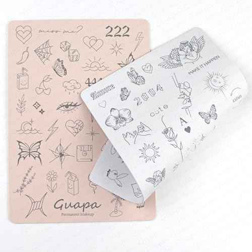 Guapa Silicone Practice Skin Double Side Tiny Tattoo Design Pre-Printed Small Tattoo Practice Pad for Tattoo Training
