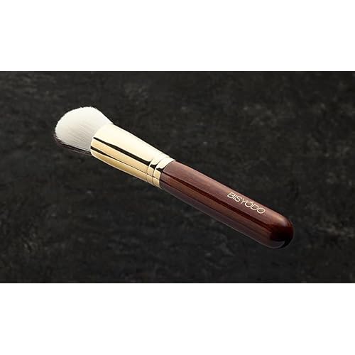 BISYODO Long Series Liquid Foundation Brush - Round Flat Type, Brown