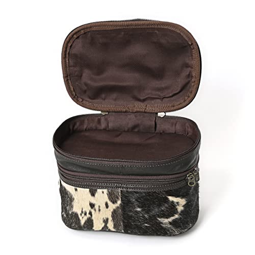 Merbaa Jewelry Travel Organizer, Waterproof Leather Bag - Storage Organizer, Groom & Bridesmaid Wedding Gifts, Full Grain Leather, Handmade Travel Case (Black)