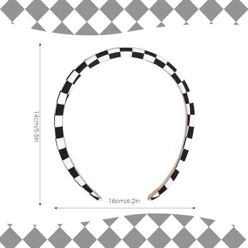 TIESOME 3Pcs Checkered Headbands, Black and White Checkered Headbands Buffalo Plaid Headband for Women Sponge Puffy Gingham Head Bands for Women Christmas Party Hair Accessories