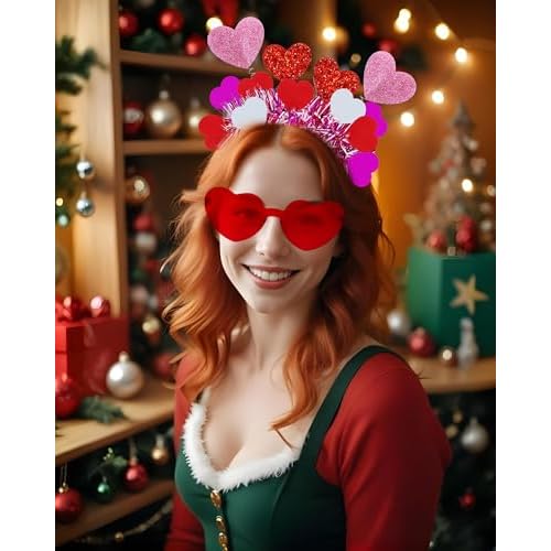 Valentine Heart Headband and Heart Sunglasses for Halloween Valentine's Day Wedding Birthday Party Accessoires
