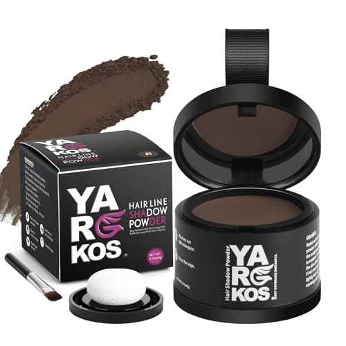 Hairline Shadow Powder, Dark Brown, Root Touch Up Powder for Instantly Gray Hair Cover Up, Women Color Root Coverage for Thinning Grey, Mens Roots Concealer for Hair Loss Beard Line, #3