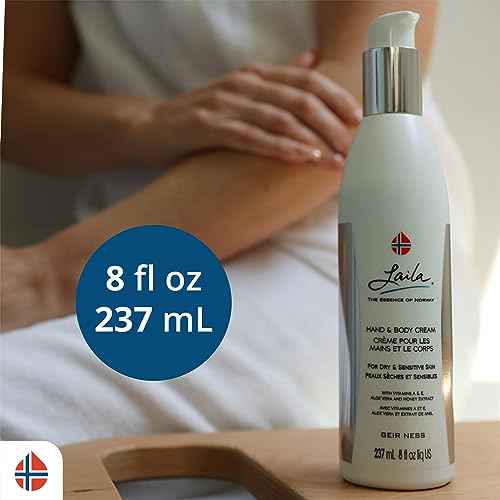 Geir Ness Laila Hand & Body Cream - Skin Moisturizing and Nourishing Formula for Soft and Smooth Hands - Vitamin A & E, Aloe Vera and Honey Extract