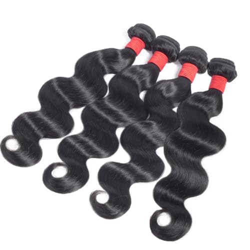 Body Wave Bundles Human Hair 14 16 18 20 Inch 4 Bundles Human Hair 12A Unprocessed Brazilian Virgin 100% Real Human Hair Bundles Double Weft Natural Black Color Hair Extensions