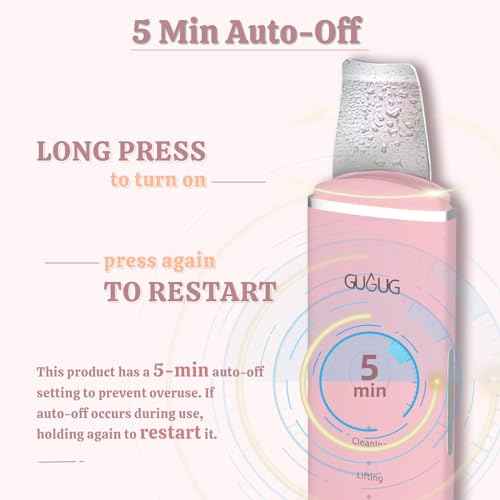 GUGUG Skin Scrubber Face Spatula - Skin Spatula Blackhead Remover Pore Cleaner with 4 Modes, Skin Care Tools-Pink