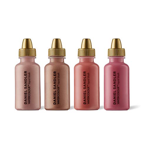 Daniel Sandler WATERCOLOUR LIQUID BLUSH & ILLUMINATOR SET ? Customizable 4-Piece Kit, Lightweight & Water-Resistant, Buildable Shades for Cheeks & Lips? Long-Lasting, Blendable Makeup