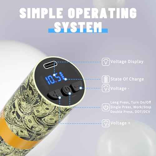 Tuffking Wireless Tattoo Machine Complete Tattoo Gun Kit with 1600mAh Tattoos Power 10PCS Cartridge Needles 8PCS Colorful Ink Tattooing Supplies for Tatto Artists(Gold 1)