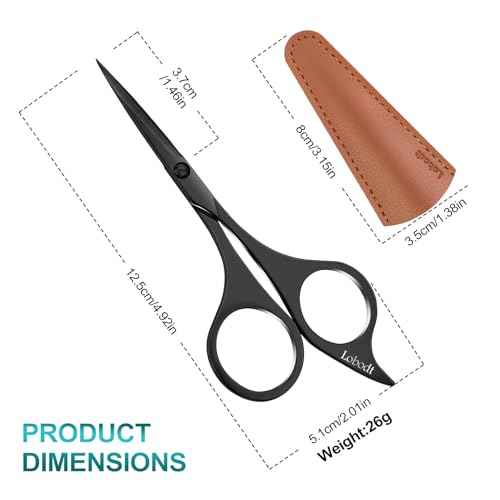 Professional beard scissors, 4.9-inch (black) small pointed stainless steel hairdressing scissors, Moustache Trimming£¬suitable for personal care and beauty of both men and women