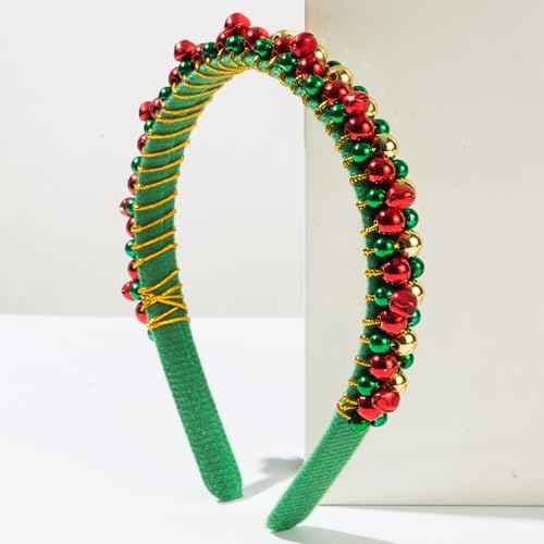 Ever Fairy Christmas Jingle Bell Headbands for Women Girls Lovely Silver Green Red Tone Hair Band Christmas Holiday Jewelry