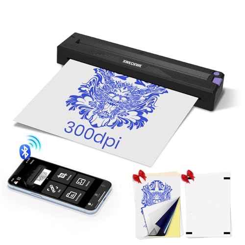 Tattoo Stencil Printer Machine for Tattoo Artists&Beginners,Newly Upgraded,with 3pcs Tattoo Transfer Paper,Compatible with Phone/Pc&Pad,Portable Thermal Inkless Bluetooth Wireless Printer