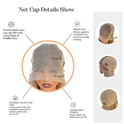 Ash Blonde Wig Human Hair 180% Density 13x6 Champagne Blonde HD Lace Front Wigs Human Hair Pre Plucked with Baby Hair,Virgin Human Hair Wig Blonde 13x6 Lace Frontal Wigs 16Inch
