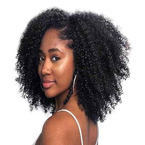 Hair Mongolian Afro Kinky Curly Clip In Hair Extensions Afro Kinky-curly Human Hair Clip Ins 4C Mongolian Virgin Remy Human Hair (18inch, natural black)