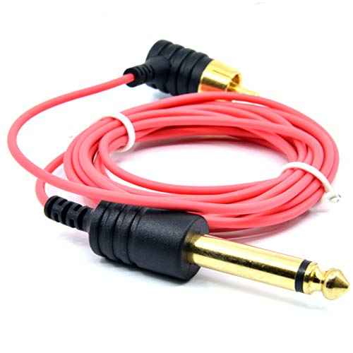 ELEMENT TATTOO SUPPLY - Tattoo Machine RCA Cord Angled Red Wire Pen Rotary Coil Tattoo Machine 6 Feet Ultra Thin Flexible Male Plug