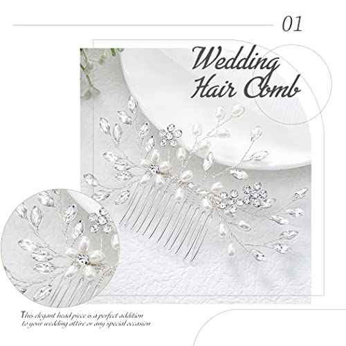 Wedding Hair Comb Pearl Bride Headpieces Rhinestone Bridal Hair Jewelry Side Hair Accessories for Women and Girls