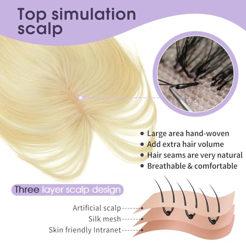 Hair Topper for Women with Thinning Hair, Lightweight & Add Volume Hairpiece for White HairRoots Cover, Changing Hairstyle, Trendy and Comfortable Design