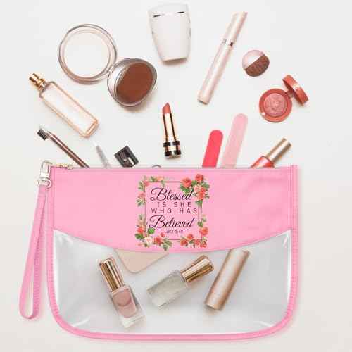Christian Makeup Bag Religious Gift for Women Religious Faith Gifts Christian Gifts for Women Faith Scripture Bible Verse Clear Cosmetic Bag Zipper Travel Pouch Birthday Christmas for Her