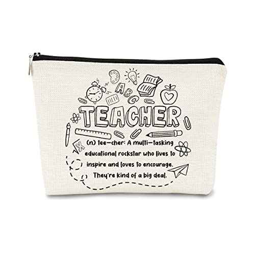 Teacher Survival Kit Bag - Makeup Bag for Women, Small Cosmetic Bag for Teacher Appreciation, Graduation & Birthday Gifts