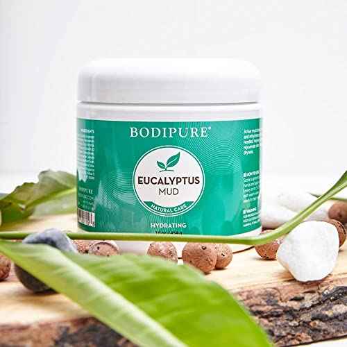 Bodipure Eucalyptus Mud Mask for Body - Rich in Eucalyptus, and Active Mud to Firm and Rehydrate Skin - Spa Quality Mud Moisturizing, and Cooling Skin, 16 Ounce
