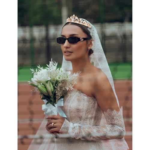 Gold Wedding Crown Crystal Tiara for Women Queen Crowns Princess Headband Rhinestones Tiaras for Bride Sparkle Hair Accessories for Birthday Prom Pageant Party